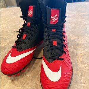 Nike Force Savage Red and Black Football Cleats Men Size 9